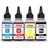 Baskistan Epson L386 Uyumlu Mürekkep Seti 4x100 ml 3000 Sayfa - Renkli