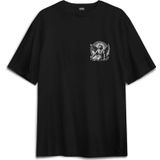 Basklı Oversize T-shirt Saint Gothic Kutsal Melek Angle Siyah Unisex Tişört
