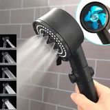 Başlığı Turbo Fan 5 Fonksiyonlu Duş Başlığı El Duşu Handshower, Siyah 1.sınıf Kaliteli