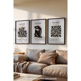 Basquiart Bohem Matisse Temalı 3'lü Siyah Çerçeveli Poster, Tablo Seti No:34 Siyah 15 x 21