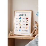 Basquiart Çocuk Odası, Bebek Odası Ahşap Çerçeveli Poster, Tablo No:187 Ahşap 33 x 48