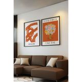 Basquiart Dekoratif Temalı 2'li Siyah Çerçeveli Poster, Duvar Tablosu No:2 Siyah 50 x 70