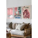Basquiart Grafik Tasarım Temalı 3'lü Beyaz Çerçeveli Poster, Tablo Seti No:27 Beyaz 15 x 21