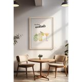Basquiart Kokteyl Temalı Serisi Ahşap Çerçeveli Poster, Tablo, Cafe, Restoran, Mutfak Duvar Dekoru No:33 Ahşap 30 x 40