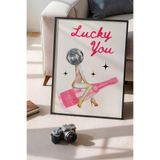 Basquiart Lucky You Temalı Serisi Siyah Çerçeveli Poster, Tablo Duvar Dekoru No:90 Siyah 50 x 70