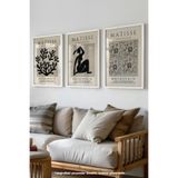 Basquiart Matisse Bohem Temalı 3'lü Beyaz Çerçeveli Poster, Tablo Seti No:24 Beyaz 33 x 48