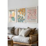 Basquiart Matisse Dekoratif Temalı 3'lü Beyaz Çerçeveli Poster, Tablo Seti No:40 Beyaz 15 x 21