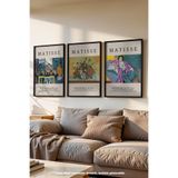 Basquiart Matisse Temalı 3'lü Siyah Çerçeveli Poster, Tablo Seti No:12 Siyah 21 x 30
