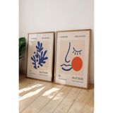 Basquiart Mavi Matisse Temalı 2'li Ahşap Çerçeveli Poster, Tablo Seti No:27 Ahşap 30 x 40