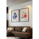 Basquiart Mavi Matisse Temalı 2'li Siyah Çerçeveli Poster, Tablo Seti No:27 Siyah 30 x 40