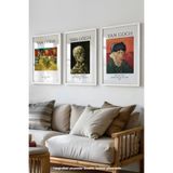 Basquiart Van Gogh Sanatsal Temalı 3'lü Beyaz Çerçeveli Poster, Tablo Seti No:3 Beyaz 30 x 40