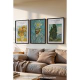 Basquiart Van Gogh Temalı 3'lü Siyah Çerçeveli Poster, Tablo Seti No:25 Siyah 50 x 70