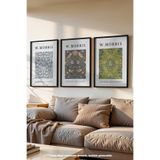 Basquiart W Morris Temalı 3'lü Siyah Çerçeveli Poster, Tablo Seti No:4 Siyah 15 x 21