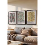 Basquiart William Morris Temalı 3'lü Siyah Çerçeveli Poster, Tablo Seti No:47 Siyah 50 x 70