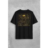 Basquiat Taç Kral King Sanat Pop Art Sırt Ön Baskılı Oversize Tişört Unisex T-Shirt