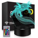 BASSI Axolotl Hediyeler 3D Axolotl Gece Lambası 3D İllüzyon Lambası - Uzaktan Çocuk Yatak Odası Dekoru ile Değişen 16 Renk - Erkek Kız Çocuklar için Doğum Günü Noel Hediyeleri