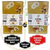 Baştan Yöresel 10 kg Karakovan ve Çiçek Balı Teneke Seti Türkiye Menşeli Doğal Ürünler