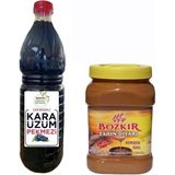Baştan Yöresel 1300 Gram Salihli Karaüzüm Pekmezi ve 1 Kilo Konya Bozkır Çifte Kavrulmuş Tahini - 1,3 kg