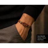 Bastien Signature Erkek Deri Bileklik – El Örgüsü Antik Metal Detaylı Hediye Seti