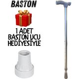 Baston Ayarlanabilir Yüksek Kalite Denge Bastonu Asa Lastik Hediyeli - Açık Gri