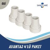 Baston Lastiği Yumuşak Kaymaz Taban Baston Asa Ucu Yüksek Kalite 4'lü Avantaj Paket Gri Renk