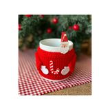 Baston Şekerli Örgü Kupa, Yılbaşı Hediyesi Beyaz