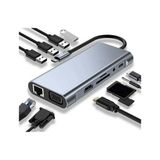 Bastore 11 In 1 Arada Type-C Hub Adaptör, Hdmı, Vga, RJ45, Sd-Micro Sd Kart Okuyucu, USB 3.0 Portları, Ses Çıkışı, Gümüş