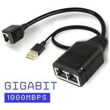 Bastore Gigabit Destekli 1x2 Port RJ45 USB Güç Ethernet Switch Splitter Çevirici Çoklayıcı