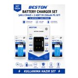 BataryaBank Beston M-7005 2'li USB 9V Pil Şarj Aleti + Efcell 9V 250MAH 2'li Şarjlı Pil Seti