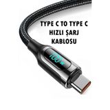 batcell Dijital Göstergeli 60w Süper Hızlı Örgülü Type C To Type C Şarj Kablosu 1.2 Metre