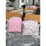 Batekso 2'Li Mini Pembe Kalp Ve Pembe Kare Desenli Makyaj Çantası - Küçük Boy