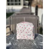 Batekso Mini Pembe Kalp Desenli Makyaj Çantası - Küçük Boy
