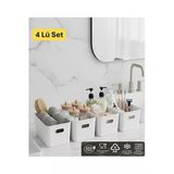 Bath 4 Adet Banyo Düzenleyici Organizer Beyaz Renk Plastik Çok Amaçlı Dolap Düzenleyici Plastik 25 X