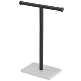 BATHLAVISH Banyo El Havlusu Tutacağı Ayakta, SUS304 Paslanmaz Çelik Mat Siyah T-Shape Havlu Bar Raf Standı, Banyo Mutfak Vanity Tezgah Kare Ağır Mermer Taban için Kule Bar