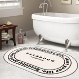 Bathroom Yazılı, Yazılı Banyo Paspası, Dekoratif Paspas, 60x100 Krem