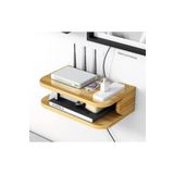Bathroommanisa Modem Tv kumanda Ahşap Duvar rafı şarj standı