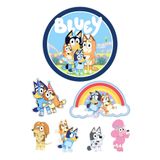 BatıDoğu Yenilebilir Yuvarlak Pasta ve Figür Resim Baskısı Şekerli Kağıt Bluey Temalı 32