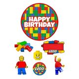 BatıDoğu Yenilebilir Yuvarlak Pasta ve Figür Resim Baskısı Şekerli Kağıt Lego Temalı 37