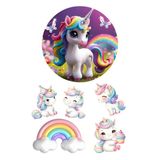 BatıDoğu Yenilebilir Yuvarlak Pasta ve Figür Resim Baskısı Şekerli Kağıt Unicorn Temalı 29