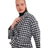 Batik A6189 Kazayağı Desenli Kaban, Siyah, 38
