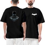 Batman Head Ön Arka Baskılı Siyah Oversize Tişört