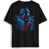 Batman Joker Kara Şovalye Dark Knight Film Sırt Ön Baskılı Oversize Tişört Unisex T-Shirt - Siyah - 2XL