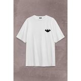 Batman Logo Gym Fitness Bodybuilding Sırt Ön Baskılı Oversize Tişört Unisex T-Shirt - Beyaz