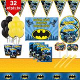 Batman Mavi Afişli 32 Kişilik Doğum Günü Parti Malzemeleri Seti
