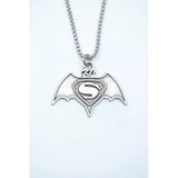 Batman Süperman Gümüş Kaplama Örme Zincir Kolye