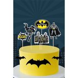 Batman Temalı Doğum Günü Parti Malzemeleri Seti Kürdanlı Pasta Süsü