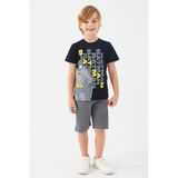 Batman Yellow Hero Siyah Erkek Çocuk Bermuda Takım - 7 - 8 Yaş