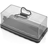 Baton Kek Fanusu, Şeffaf Kek ve Pasta Saklama Kabı, 4.5 L Kapasiteli, 33.5 x 17 x 12.5 Cm, Dayanı - Çok Renkli