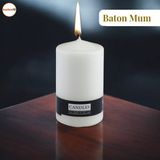 Baton Mum Beyaz Silindir Dekoratif Mumu Kandil Fitilli Mumlar Şamdan Kokusuz 6 x 10 cm - Antik Beyaz - 1 Adet