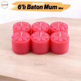 Baton Mum Mini 6'lı Kırmızı Silindir Dekoratif Mumu Kandil Fitilli Mumlar Şamdan Kokusuz - 1 Adet